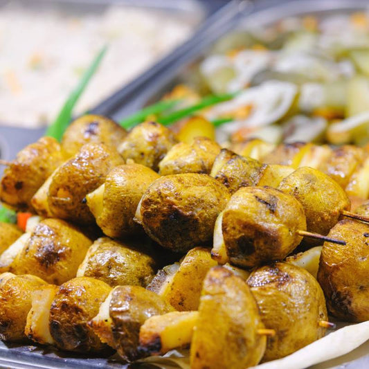 Baby potatoes on skewers