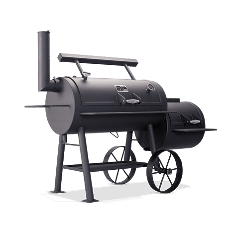 Heavy-duty Yoder Smoker Loaded Wichita offset pipe smoker in matte black steel.