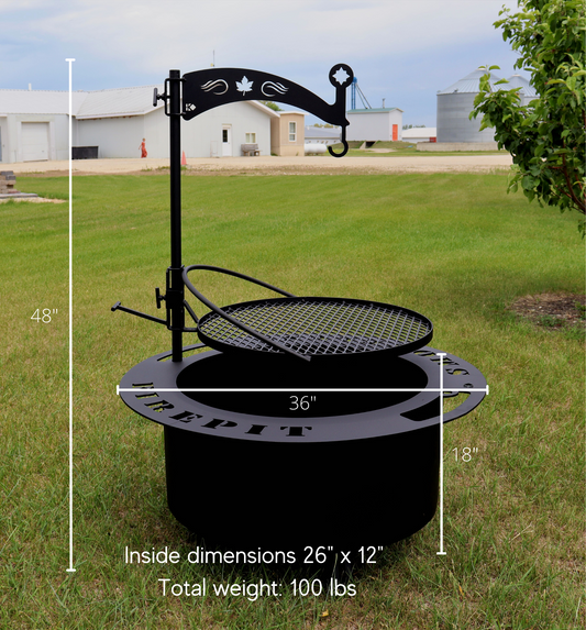 Luxe BBQ Co. - Smokeless Metal Firepit with Swing-out Grill & Pot Holder