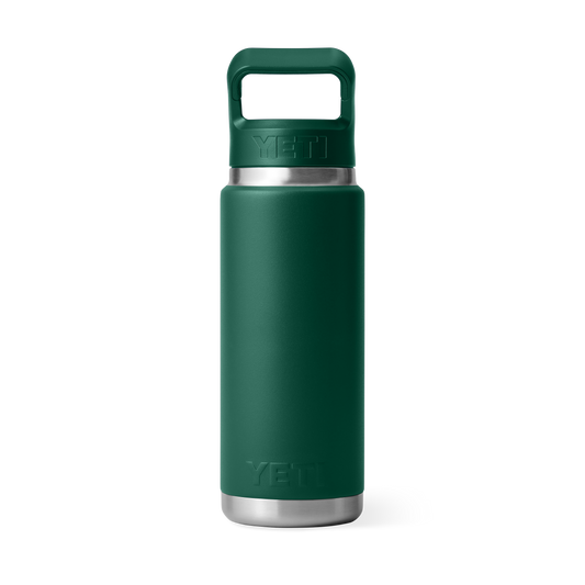 Yeti Rambler 26oz/769ml Bottle with Colour Match Straw Cap - Black Forest Green