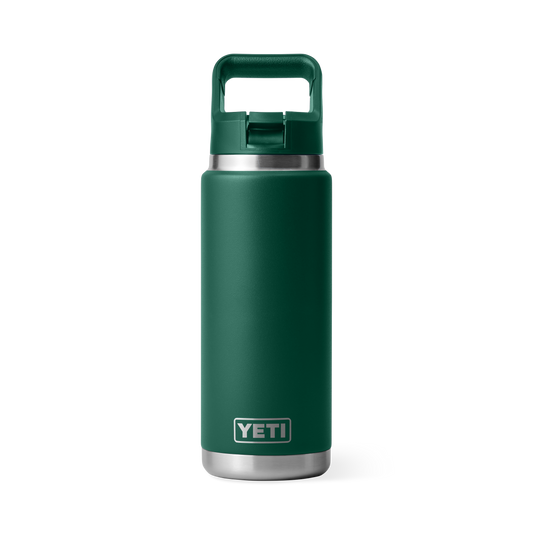 Yeti Rambler 26oz/769ml Bottle with Colour Match Straw Cap - Black Forest Green