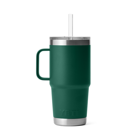 Yeti Rambler 25oz Mug With Straw Lid - Black Forest Green