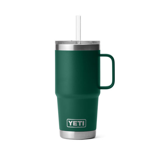 Yeti Rambler 25oz Mug With Straw Lid - Black Forest Green