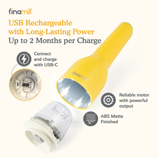 FinaMill Rechargeable Spice Grinder - Canary (1 Mill & 2 Pods)