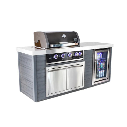 Mont Alpi - 4 Burner Black Stainless Steel Artwood Outdoor Island Grill