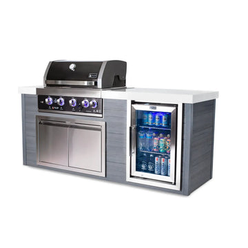 Mont Alpi - 4 Burner Black Stainless Steel Artwood Outdoor Island Grill