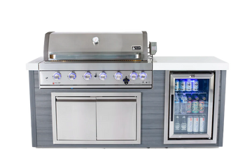 Mont Alpi - 6-Burner Stainless Steel Art-wood Outdoor Island Grill
