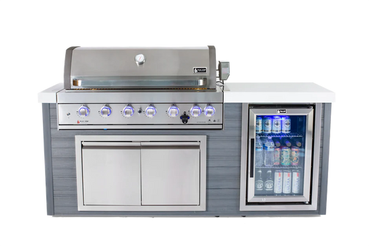 Mont Alpi - 6-Burner Stainless Steel Art-wood Outdoor Island Grill