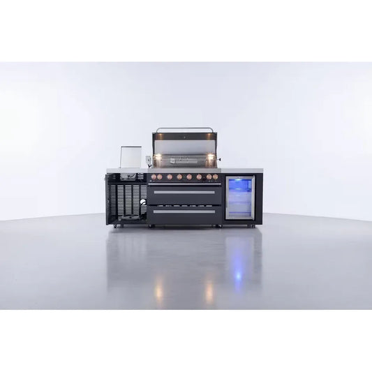 Mont Alpi - 805 Black Stainless Steel Island with a Fridge Cabinet