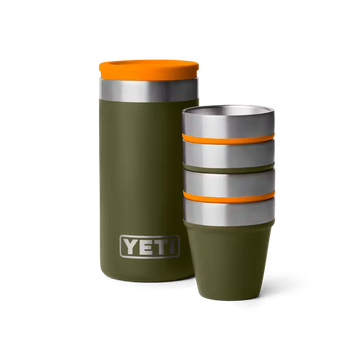 Yeti Shot Glasses & Case - Open Country (Olive/King Crab Orange)