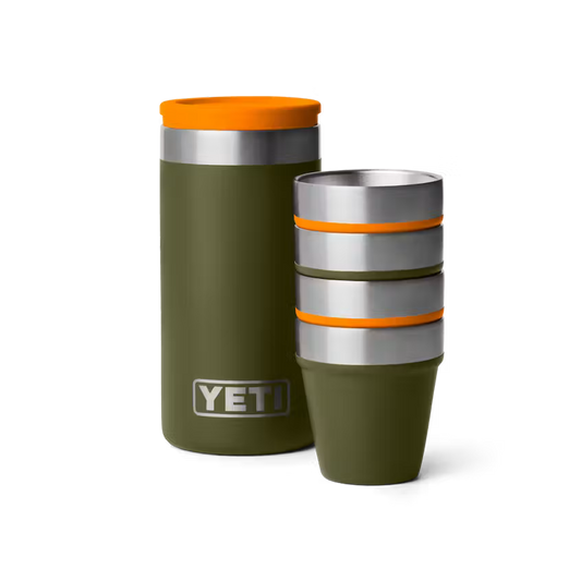 Yeti Shot Glasses & Case - Open Country (Olive/King Crab Orange)