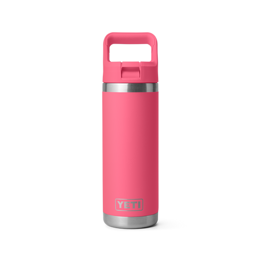 Yeti Rambler 18oz/532ml Bottle with Colour Match Straw Cap - Tropical Pink