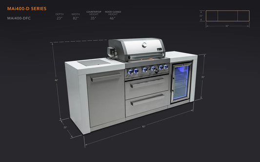 Mont Alpi - 400 Deluxe Island with a Fridge Cabinet