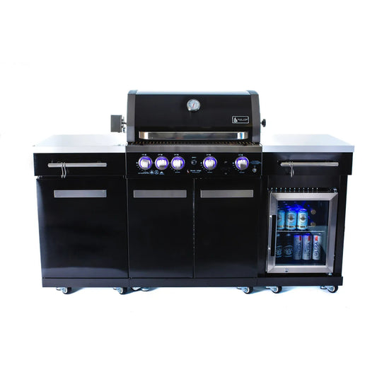 Mont Alpi - 957 Black Stainless Steel Island with Compact Refrigerator
