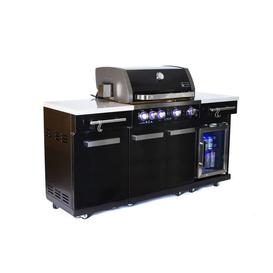 Mont Alpi - 957 Black Stainless Steel Island with Compact Refrigerator