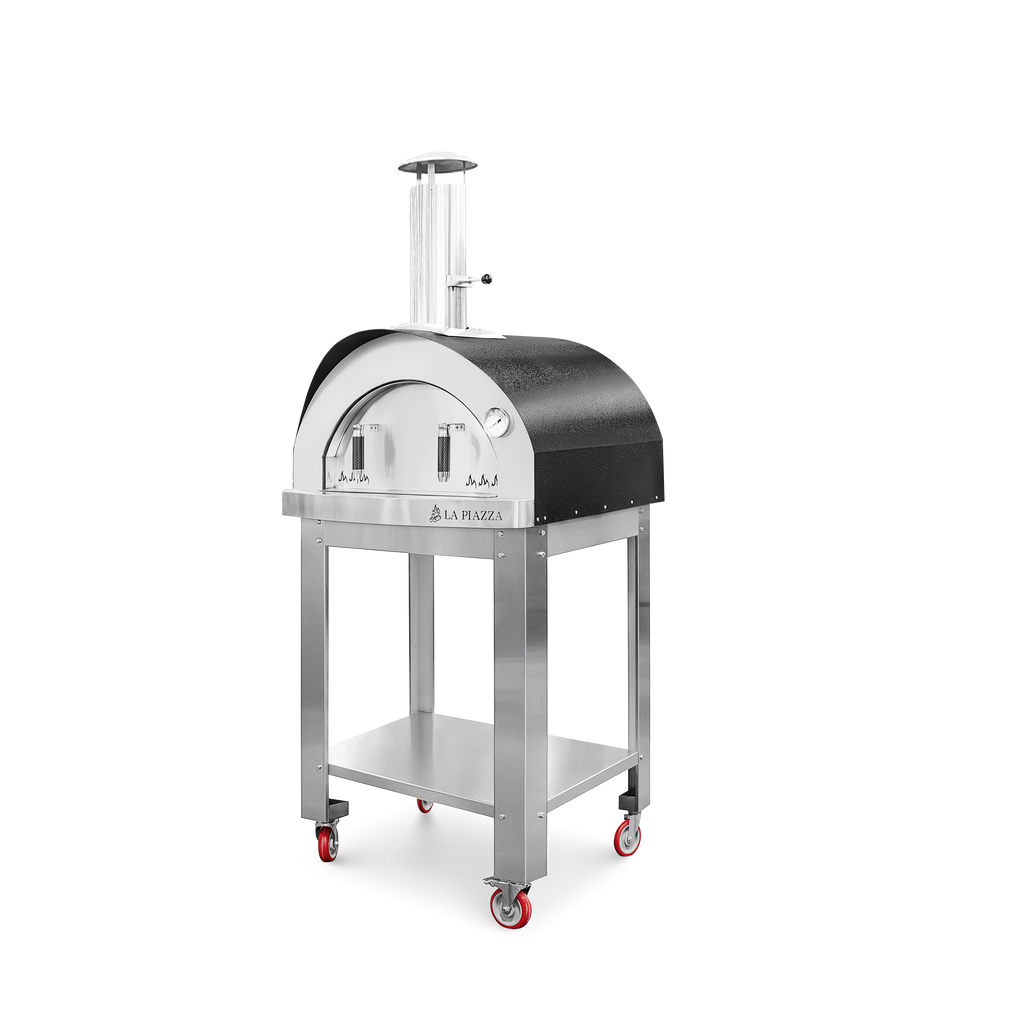 La Piazza Piccolo Wood Oven on Cart/Base - 34" Black