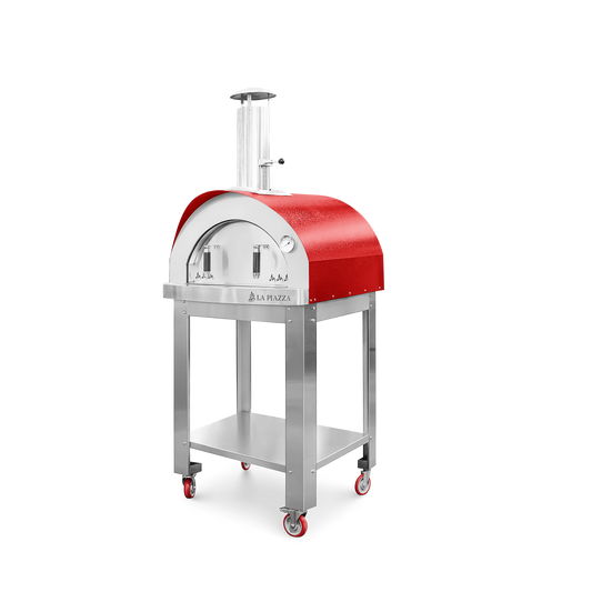 La Piazza Piccolo Wood Oven on Cart/Base - 34" Red