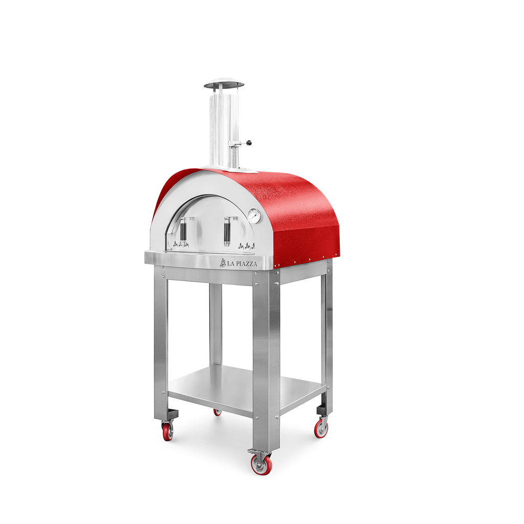 La Piazza Piccolo Wood Oven on Cart/Base - 34" Red