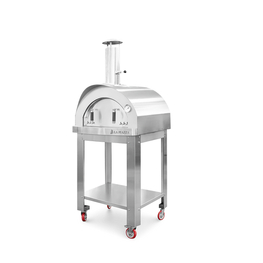 La Piazza Piccolo Wood Oven on Cart/Base - 34" Stainless Steel