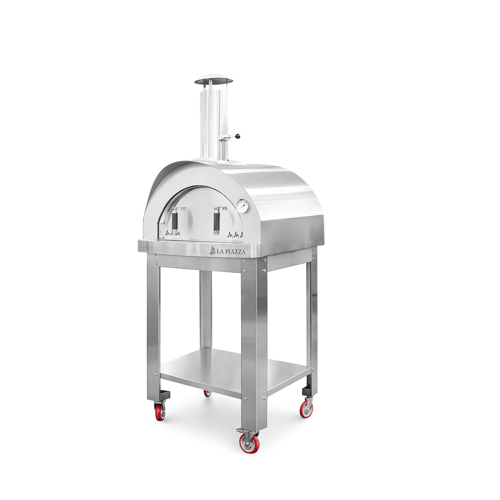 La Piazza Piccolo Wood Oven on Cart/Base - 34" Stainless Steel
