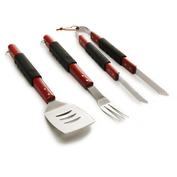 Grill Pro Large Wood Handle Tools-3Pc