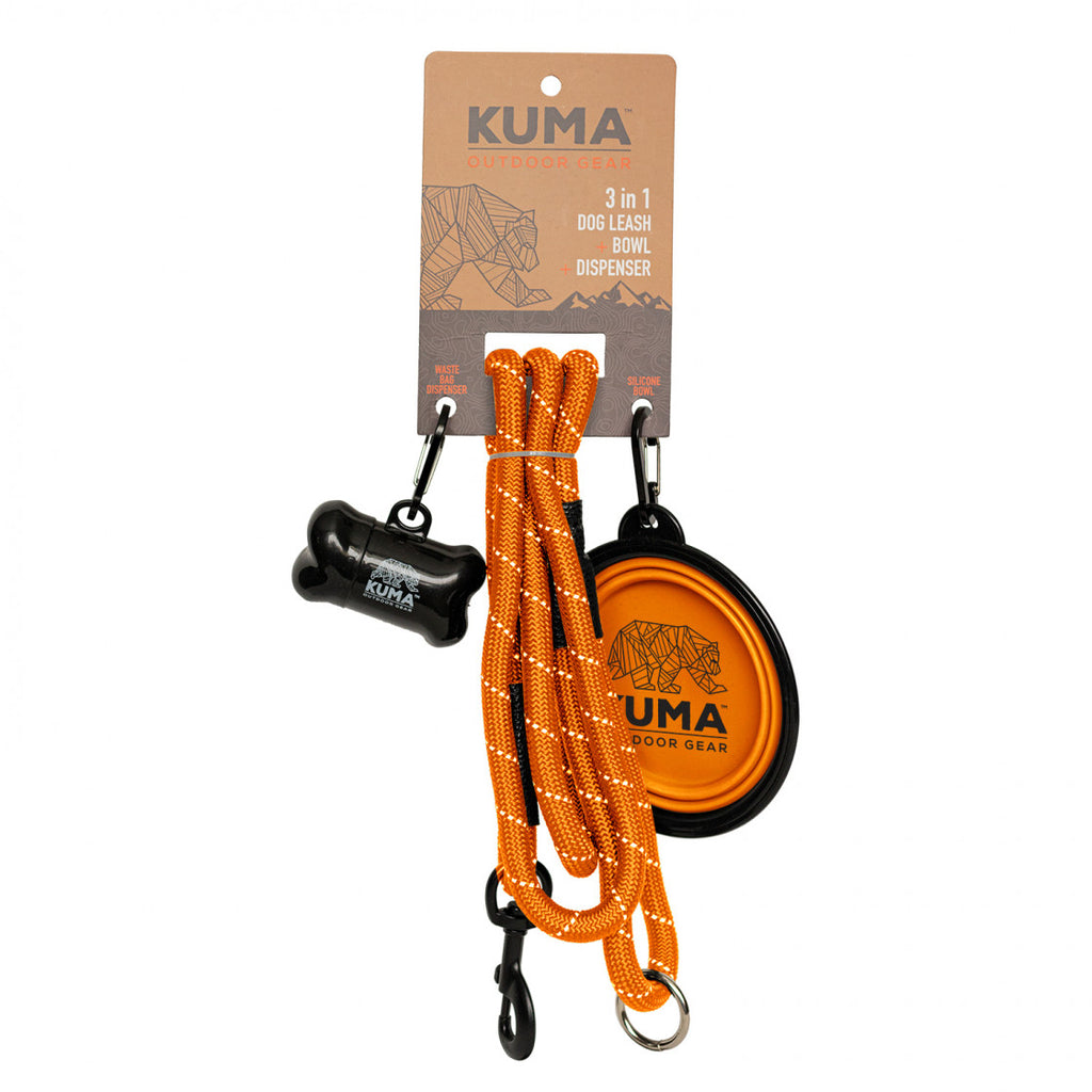 Kuma Outdoor Gear - 3 IN 1 Dog Leash - Orange/Grey