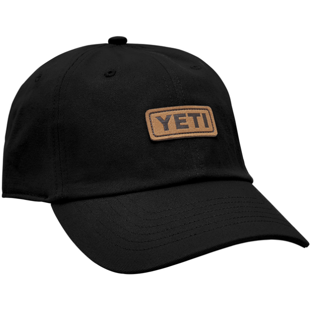 Yeti Logo Leather Soft Crown Hat - Black